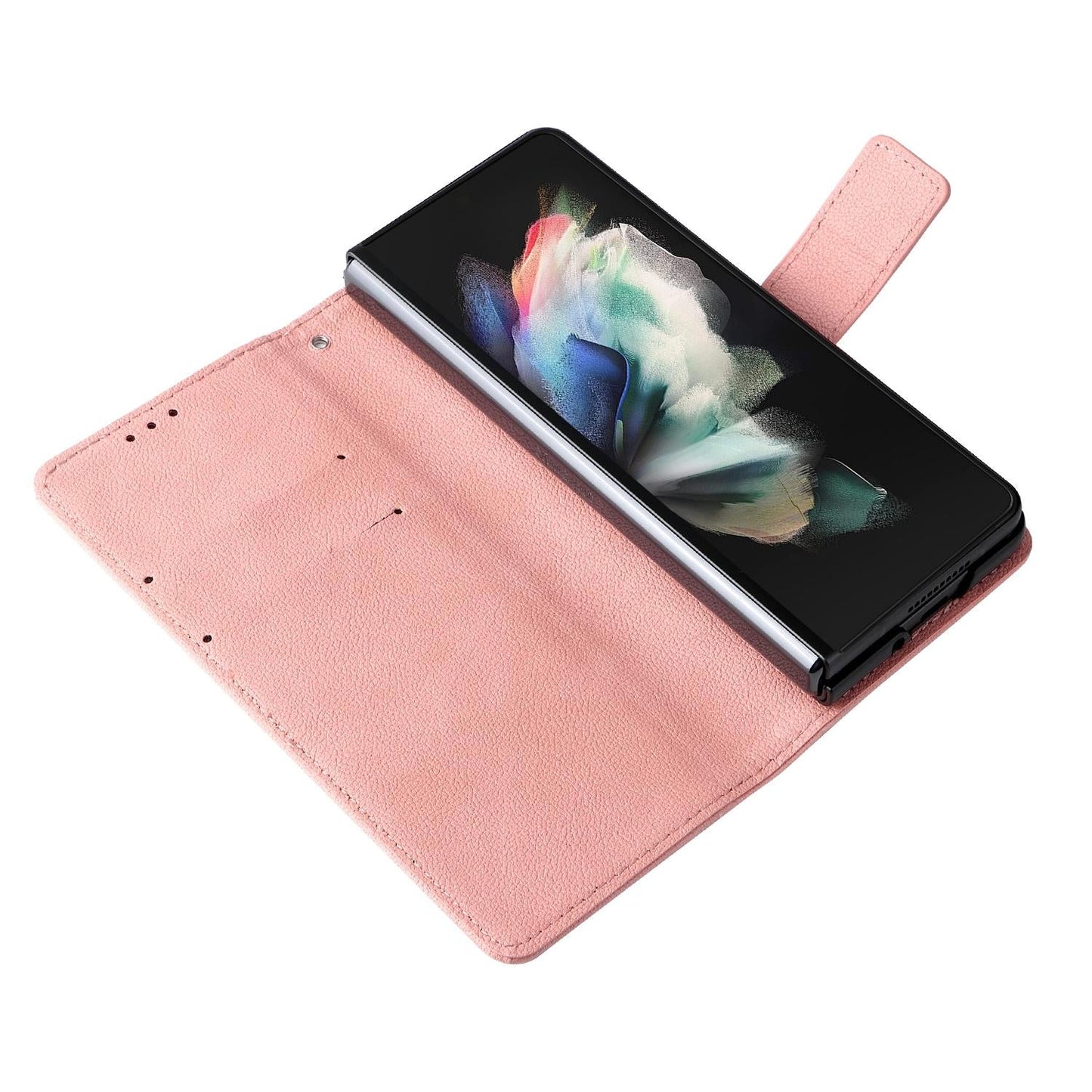 Leather Flip Case with Pen Slot for Samsung Galaxy Z Fold4 5G – Premium Magnetic Cover – Black