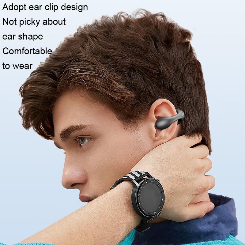 Mini Sport Clip Wireless Dual-Ear Bone Conduction Bluetooth Earphones – Blue, Lightweight & Secure Fit
