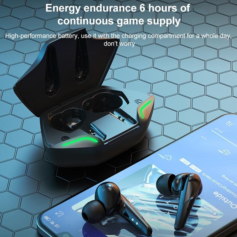 Wireless Gaming Earbuds – Bluetooth 5.0, LED Light, Low Latency, Hi-Fi Stereo – Yellow