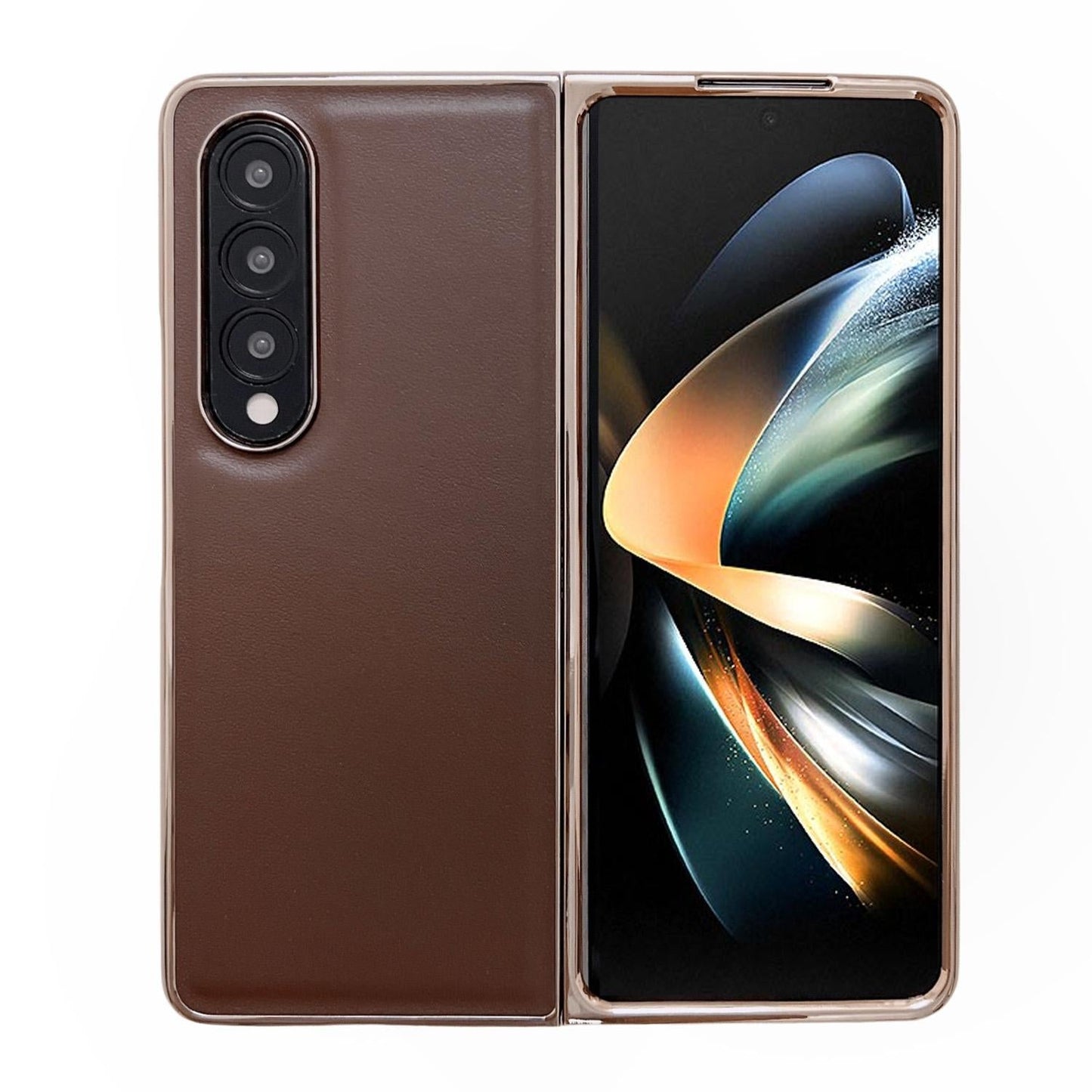 Xiaoya Series Genuine Leather Plating Case for Samsung Galaxy Z Fold4 5G – Premium Dark Green