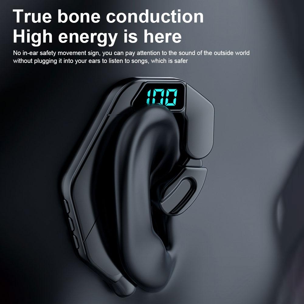 Bone Conduction Bluetooth Headset with Digital Display – Sporty Design, Wireless, Blue for Active Lifestyles