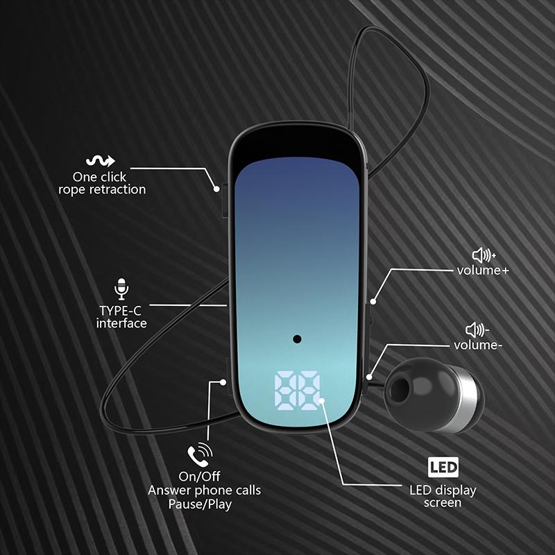 K65 Wireless Business Earbuds – Retractable Cable, Bluetooth Connectivity – Green