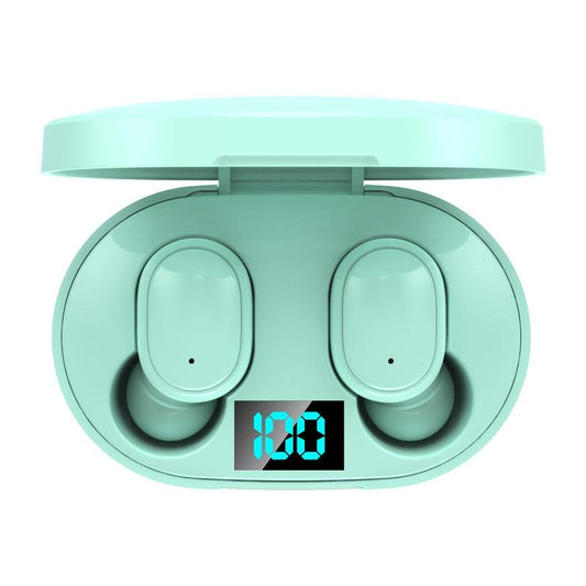 E6S TWS Wireless Bluetooth Earphones with LED Display – In-Ear Stereo Earbuds (Green)