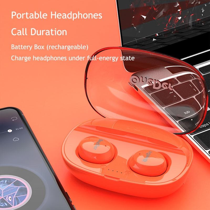 Waterproof TWS Bluetooth Earphones with HD Stereo Sound – Wireless In-Ear, Orange