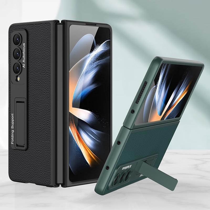 Leather Case with Stand for Samsung Galaxy Z Fold4 5G – Ultra Thin, Premium Gold