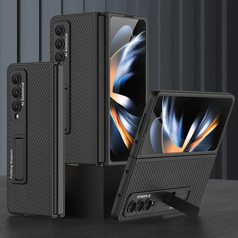 Leather Case with Stand for Samsung Galaxy Z Fold4 5G – Ultra Thin, Premium Gold