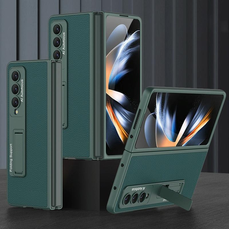 Leather Case with Stand for Samsung Galaxy Z Fold4 5G – Ultra Thin, Premium Gold