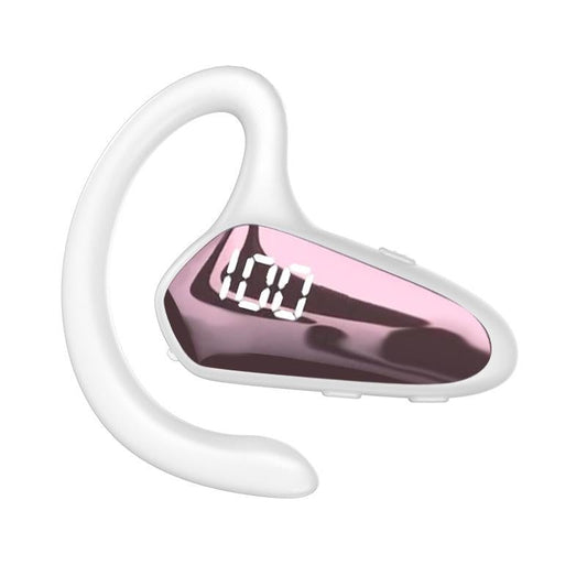 YX02 Bone Conduction Bluetooth Headset – Hanging Ear Design with Digital Display – Pink