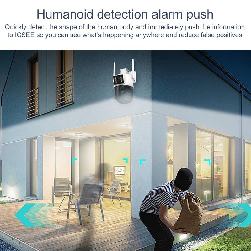 Smart Dual-Lens Dome Security Camera – AI Humanoid Detection, WiFi Alarm, Night Vision, 360° Coverage