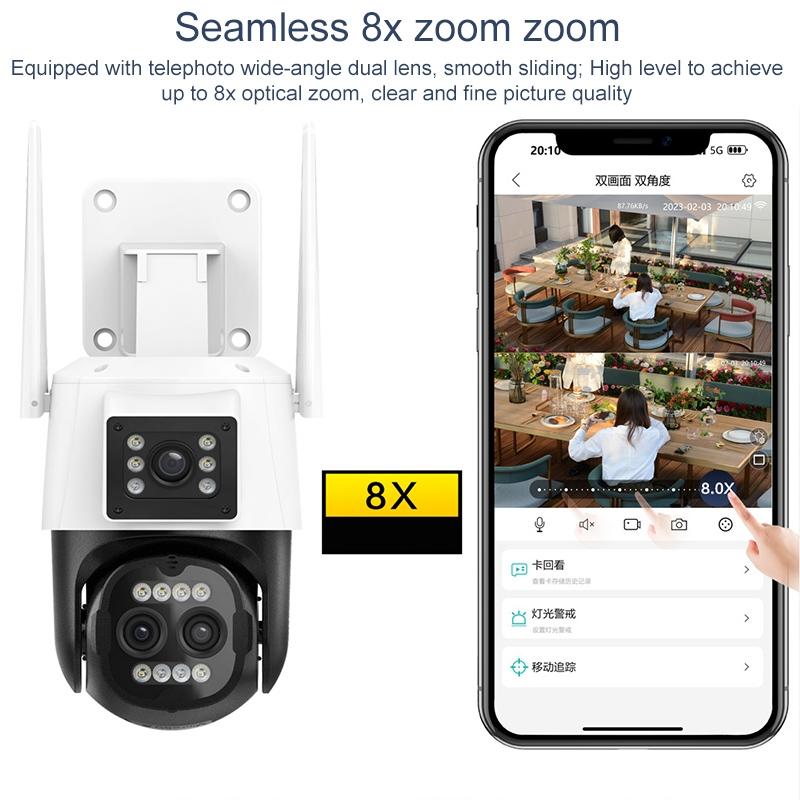 Smart Dual-Lens Dome Security Camera – AI Humanoid Detection, WiFi Alarm, Night Vision, 360° Coverage