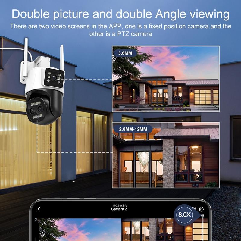 Smart Dual-Lens Dome Security Camera – AI Humanoid Detection, WiFi Alarm, Night Vision, 360° Coverage