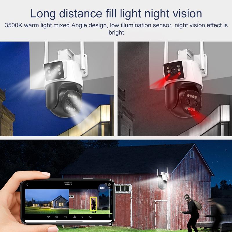 Smart Dual-Lens Dome Security Camera – AI Humanoid Detection, WiFi Alarm, Night Vision, 360° Coverage