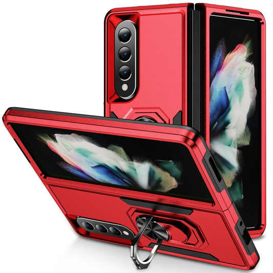 Shockproof PC & TPU Case with Holder for Samsung Galaxy Z Fold4 5G – Dual Color Red & Black