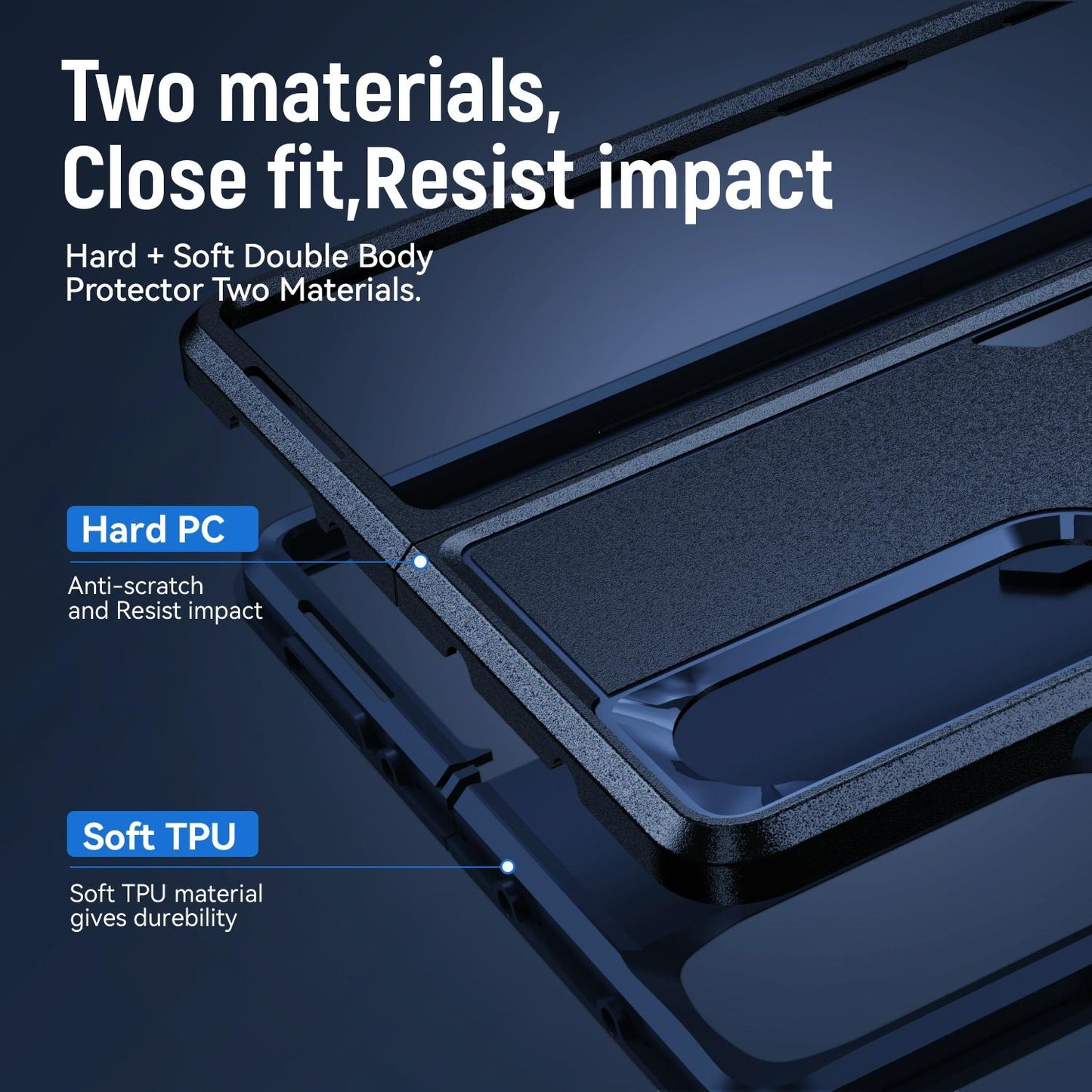 Shockproof PC & TPU Case with Holder for Samsung Galaxy Z Fold4 5G – Dual Color Red & Black