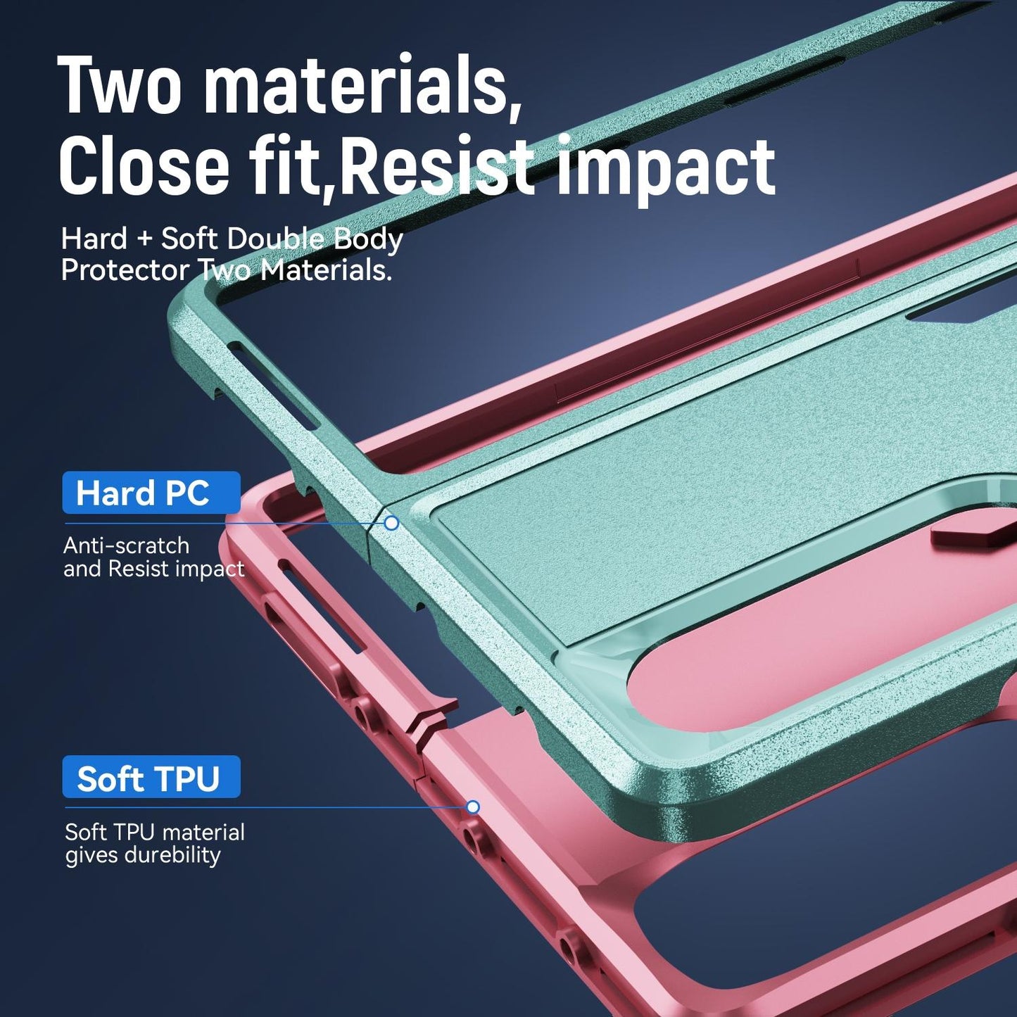 Shockproof PC & TPU Case with Holder for Samsung Galaxy Z Fold4 5G – Dual Color Red & Black