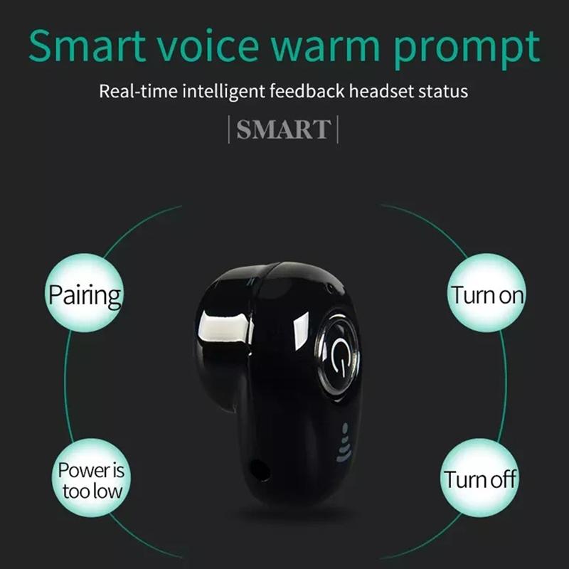 Mini Bluetooth Earbuds with Mic – S650 Sport Wireless In-Ear Headset for All Phones – White