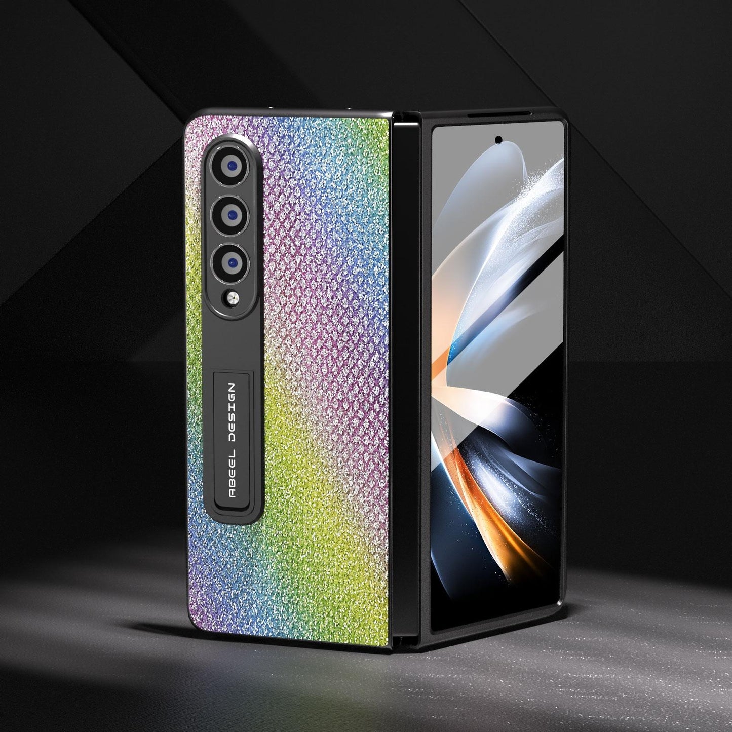 Diamond Edge Case with Holder for Samsung Galaxy Z Fold4 5G – Stylish Protective Design – Black