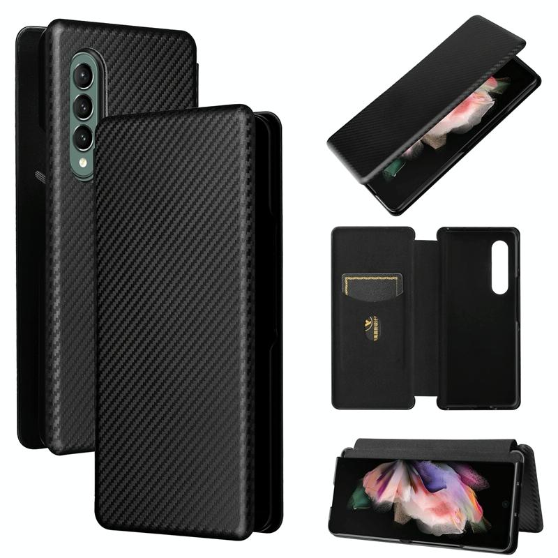 Samsung Galaxy Z Fold4 5G Carbon Fiber Leather Flip Case – Shockproof Full Cover – Green