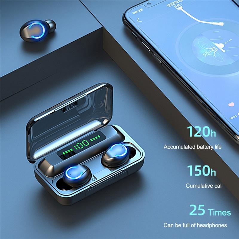 Wireless Noise-Cancelling Earbuds – Dark Blue Bluetooth 5.3 TWS Earphones with Charging Case & Deep Bass