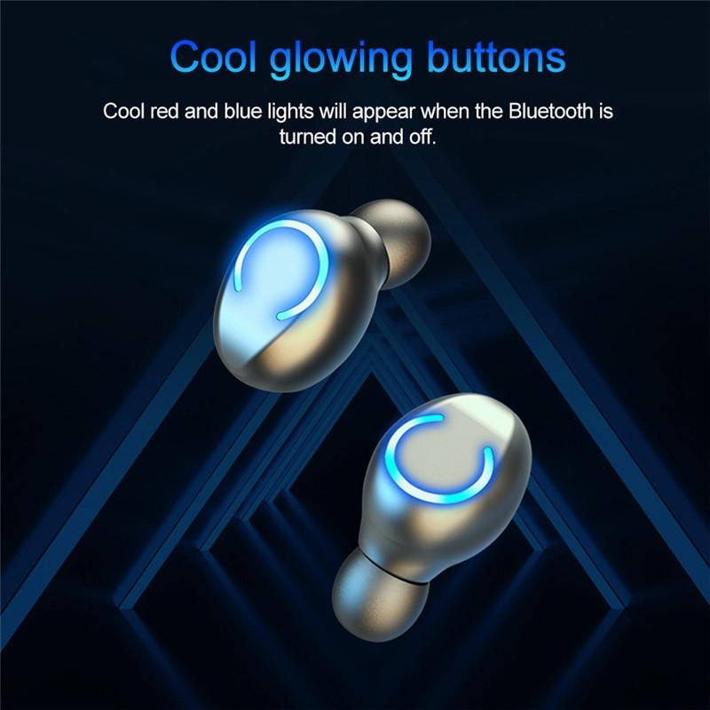 Wireless Noise-Cancelling Earbuds – Dark Blue Bluetooth 5.3 TWS Earphones with Charging Case & Deep Bass