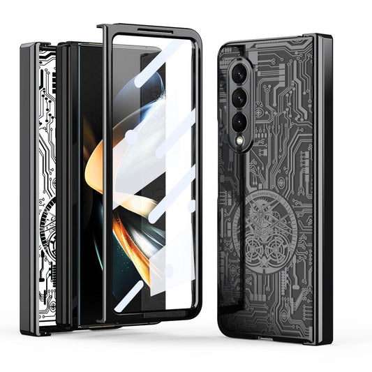 Foldable Electroplated Phone Case for Samsung Galaxy Z Fold4 5G – Mechanical Legend 4 Design – Black