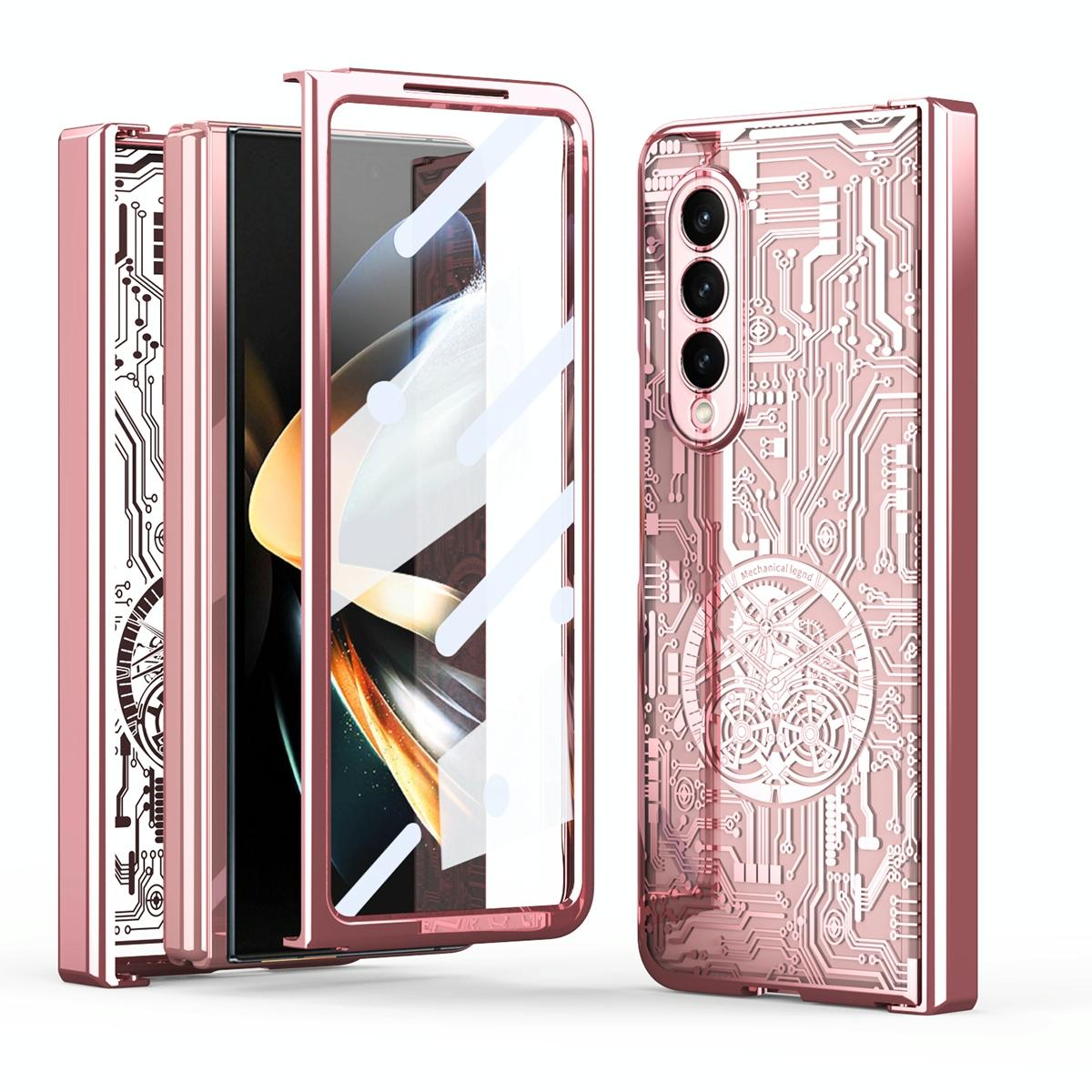Foldable Electroplated Phone Case for Samsung Galaxy Z Fold4 5G – Mechanical Legend 4 Design – Black