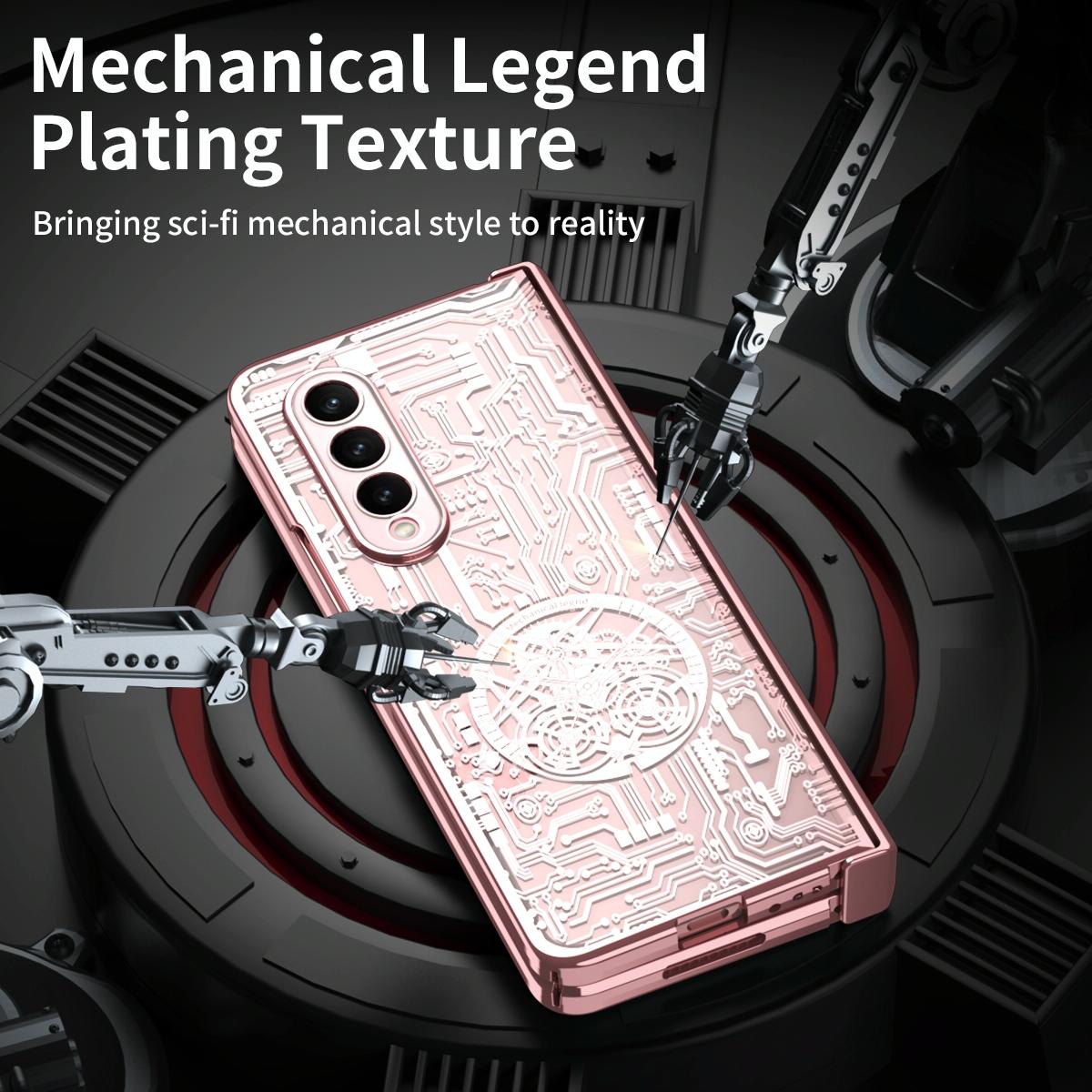 Foldable Electroplated Phone Case for Samsung Galaxy Z Fold4 5G – Mechanical Legend 4 Design – Black