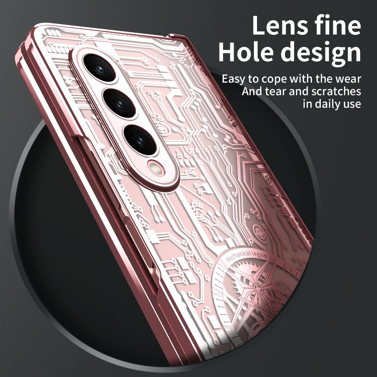 Foldable Electroplated Phone Case for Samsung Galaxy Z Fold4 5G – Mechanical Legend 4 Design – Black