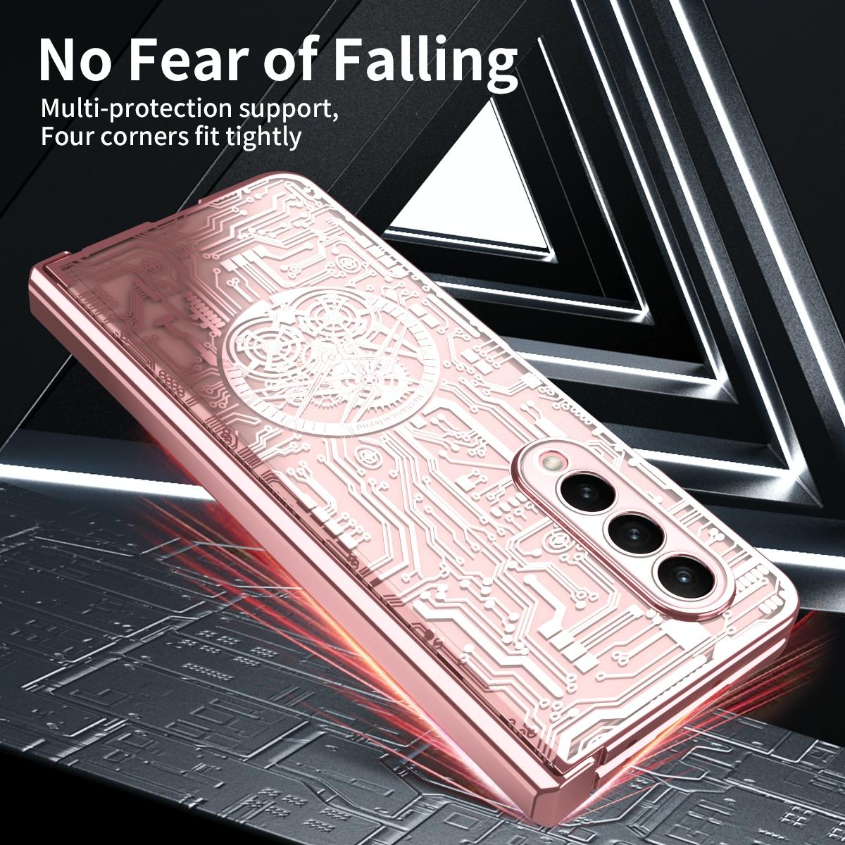 Foldable Electroplated Phone Case for Samsung Galaxy Z Fold4 5G – Mechanical Legend 4 Design – Black