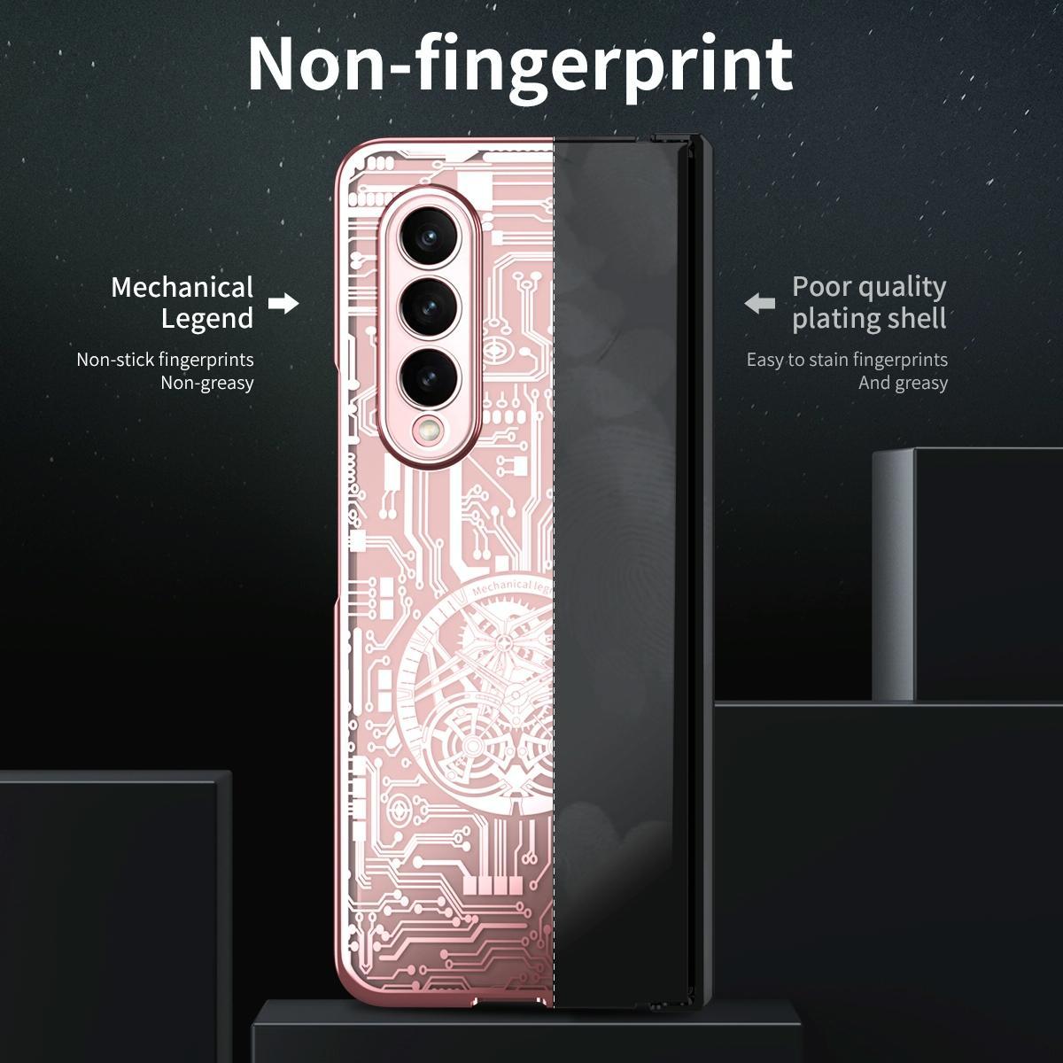 Foldable Electroplated Phone Case for Samsung Galaxy Z Fold4 5G – Mechanical Legend 4 Design – Black