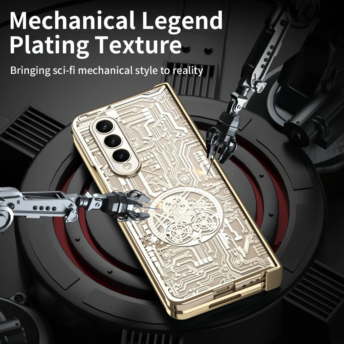 Foldable Electroplated Phone Case for Samsung Galaxy Z Fold4 5G – Mechanical Legend 4 Design – Black