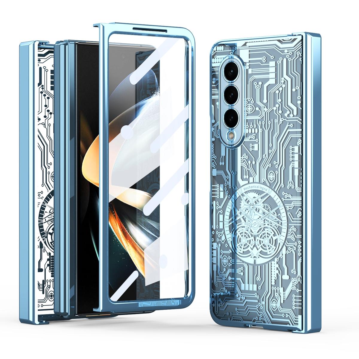 Foldable Electroplated Phone Case for Samsung Galaxy Z Fold4 5G – Mechanical Legend 4 Design – Black
