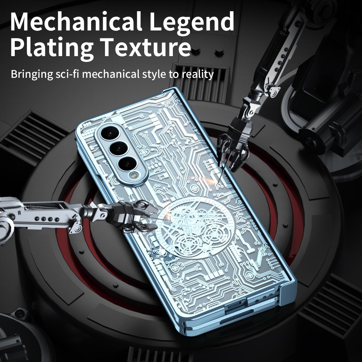 Foldable Electroplated Phone Case for Samsung Galaxy Z Fold4 5G – Mechanical Legend 4 Design – Black