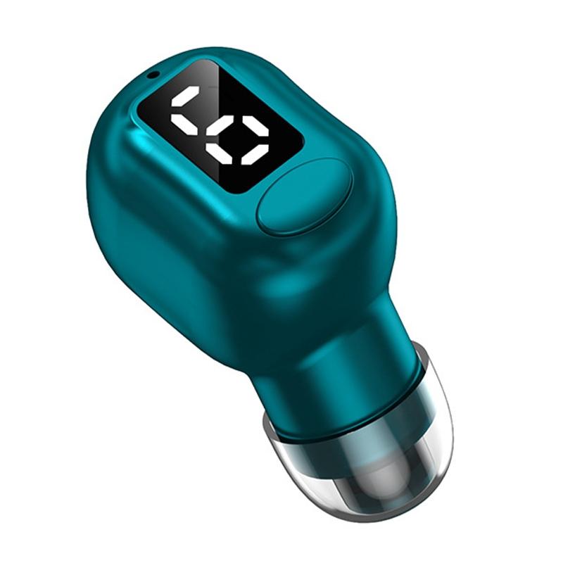 M5 Mini Bluetooth Earphones with Digital Display – Wireless, Compact Design – Green