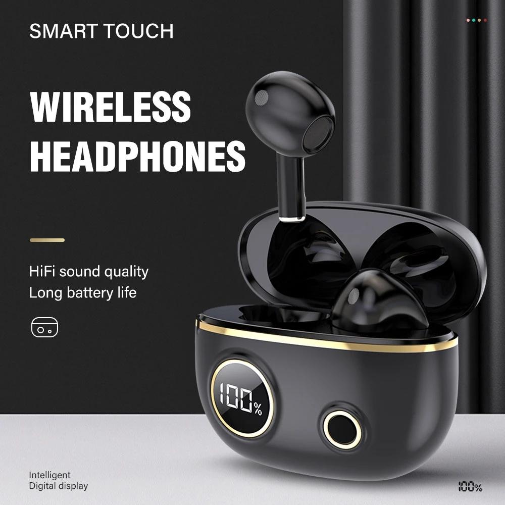 Waterproof 9D Stereo Bluetooth Earphones with Charging Case – Wireless In-Ear, Red