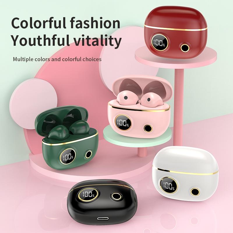 Waterproof 9D Stereo Bluetooth Earphones with Charging Case – Wireless In-Ear, Red