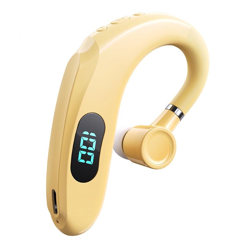 Wireless Bluetooth Earhook Earphones with LED Digital Display – Business & Sports – Yellow