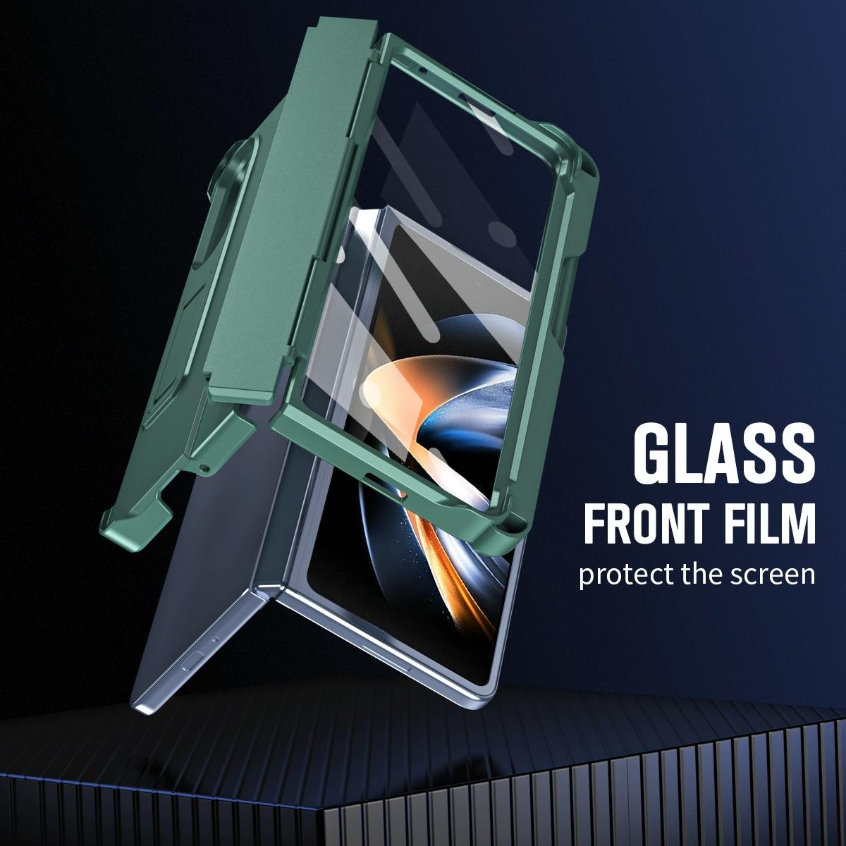 Shockproof Diamond Case with Hinge and Pen for Samsung Galaxy Z Fold4 5G – Durable Green Protection