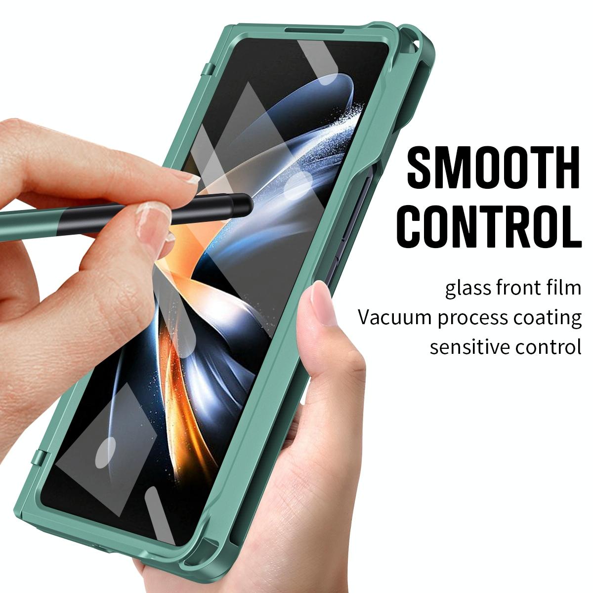 Shockproof Diamond Case with Hinge and Pen for Samsung Galaxy Z Fold4 5G – Durable Green Protection