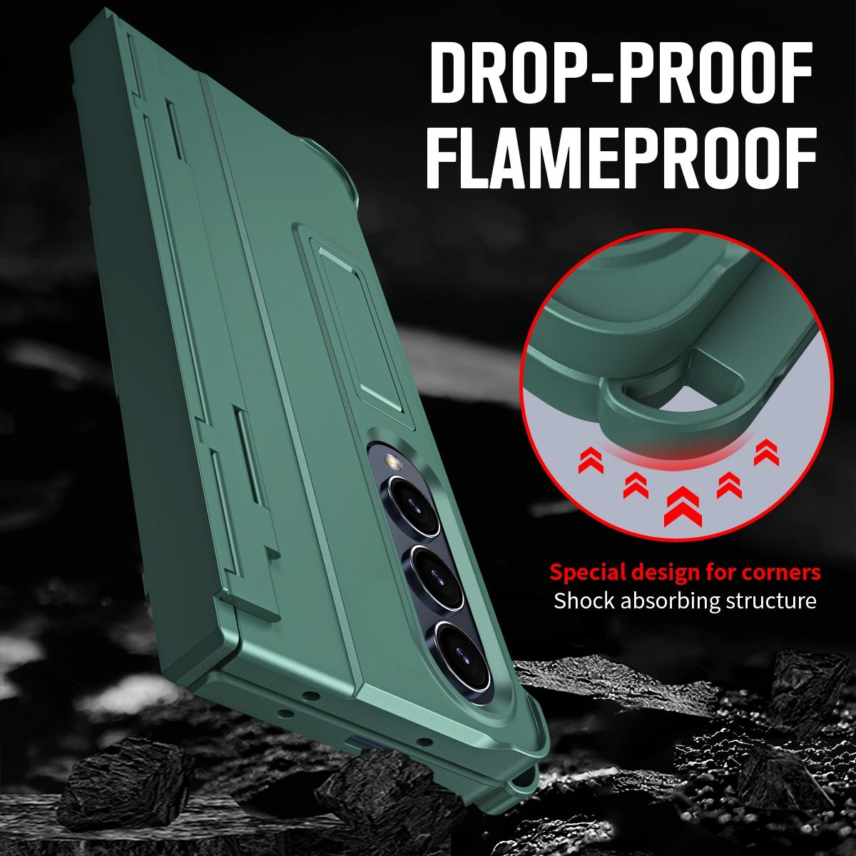 Shockproof Diamond Case with Hinge and Pen for Samsung Galaxy Z Fold4 5G – Durable Green Protection
