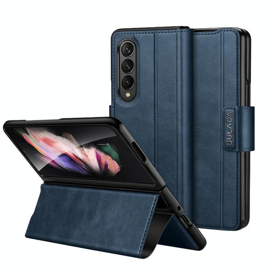Samsung Galaxy Z Fold4 5G Magnetic Leather Flip Case – Full Protection All-Inclusive Cover – Blue