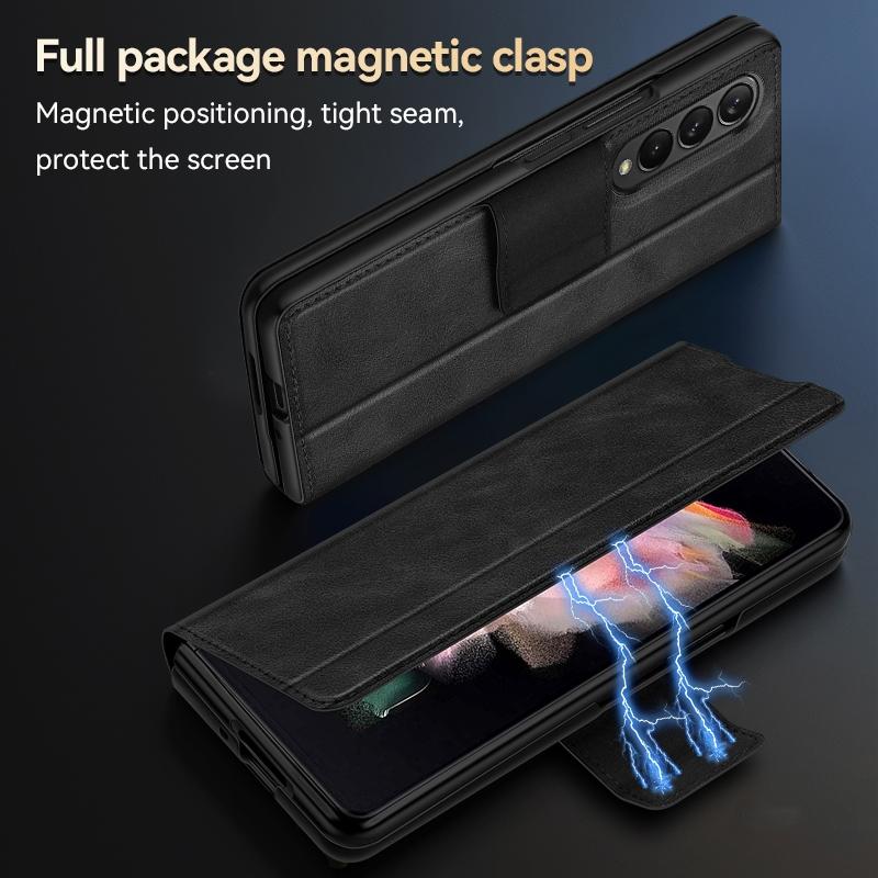 Samsung Galaxy Z Fold4 5G Magnetic Leather Flip Case – Full Protection All-Inclusive Cover – Blue