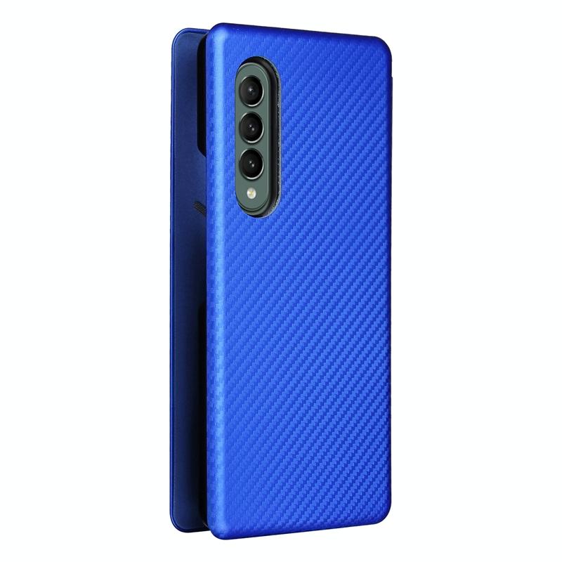 Carbon Fiber Flip Leather Case for Samsung Galaxy Z Fold4 5G – Premium Brown