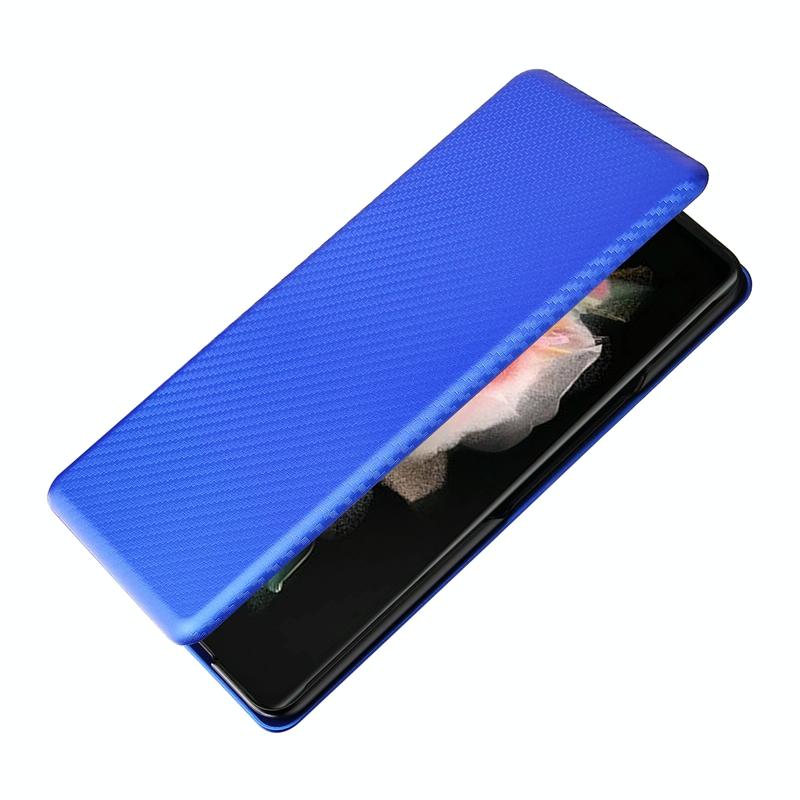 Carbon Fiber Flip Leather Case for Samsung Galaxy Z Fold4 5G – Premium Brown