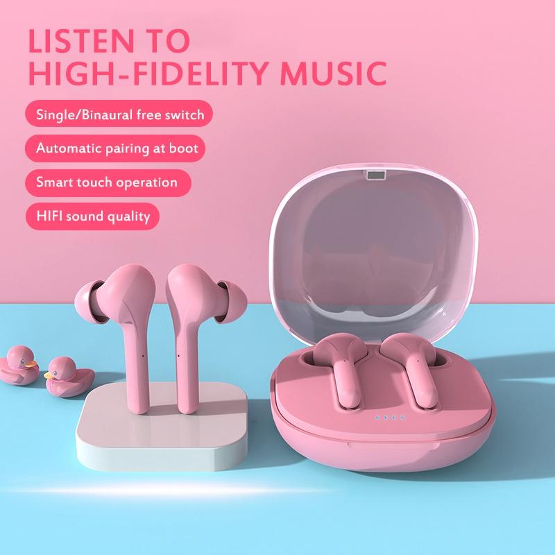 K88 TWS Wireless Bluetooth Earphones – Stereo Sports Earbuds with Charging Case, Touch Controls & Noise Isolation – Pink