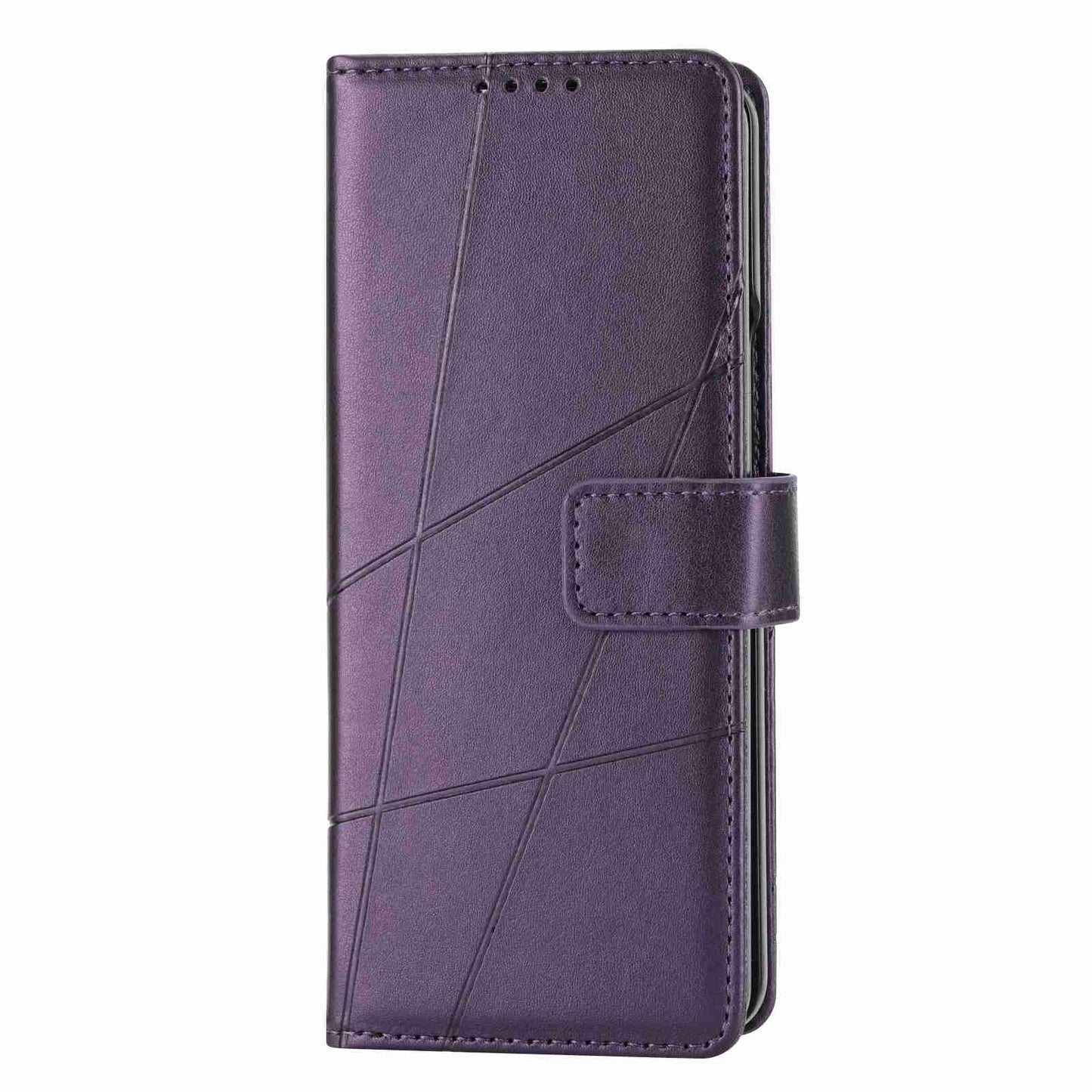 PU Leather Embossed Phone Case for Samsung Galaxy Z Fold4 5G – Slim Protective Cover – Purple