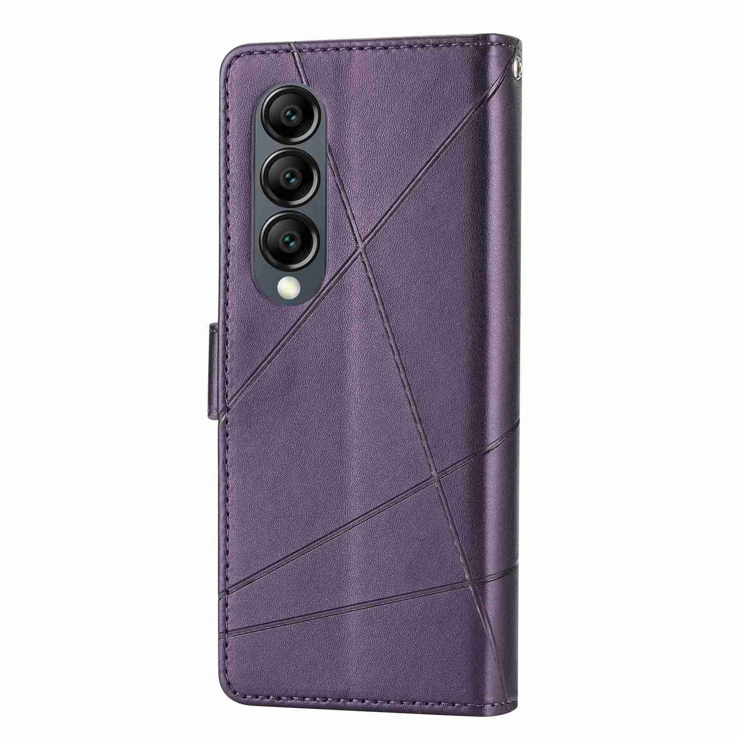 PU Leather Embossed Phone Case for Samsung Galaxy Z Fold4 5G – Slim Protective Cover – Purple