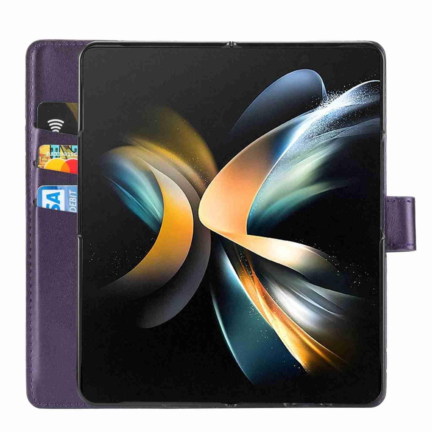 PU Leather Embossed Phone Case for Samsung Galaxy Z Fold4 5G – Slim Protective Cover – Purple