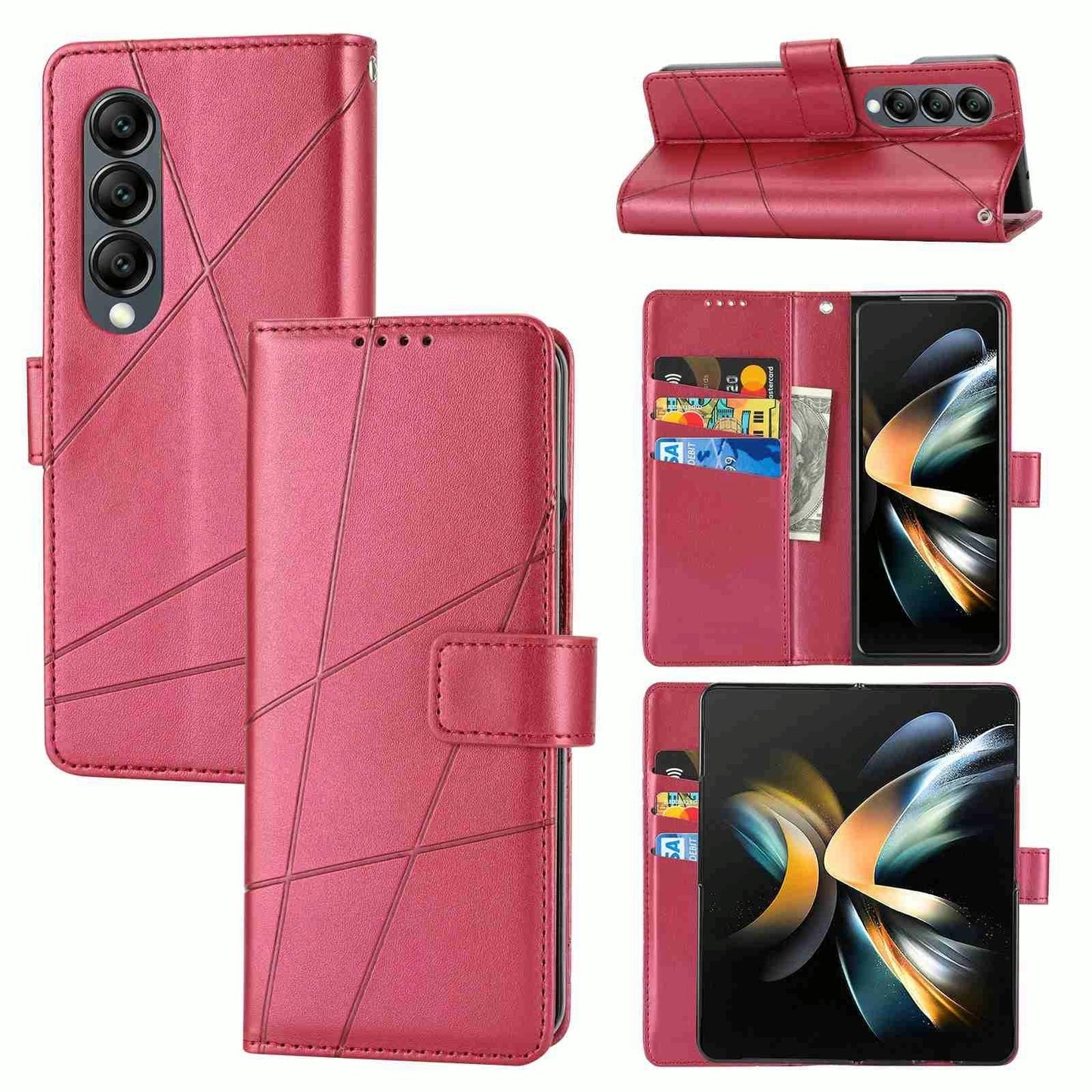 PU Leather Embossed Phone Case for Samsung Galaxy Z Fold4 5G – Slim Protective Cover – Purple