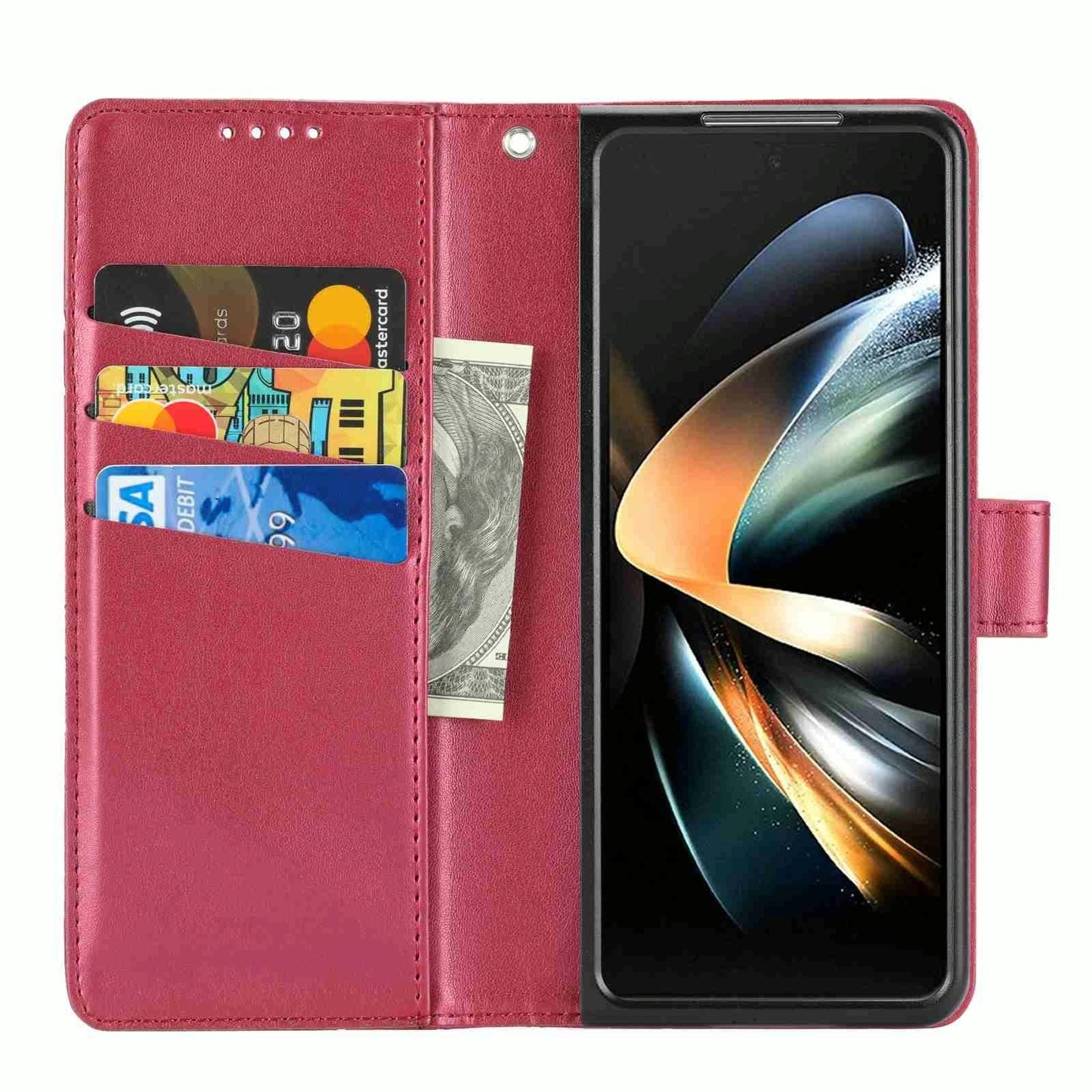 PU Leather Embossed Phone Case for Samsung Galaxy Z Fold4 5G – Slim Protective Cover – Purple
